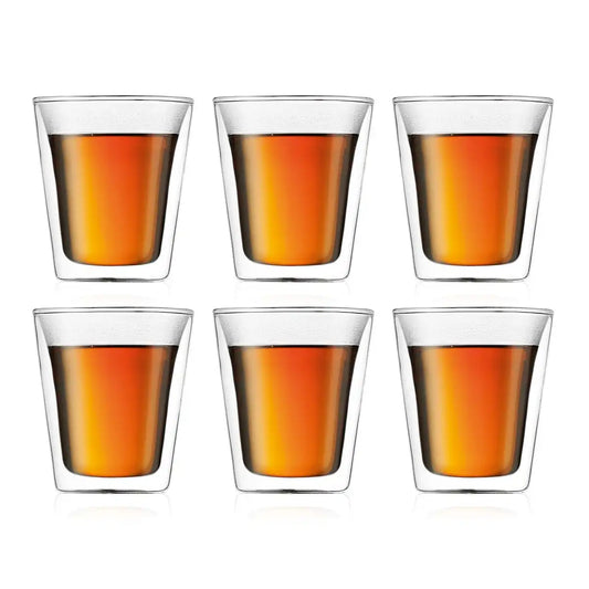 6 pcs glass, double wall, medium, 0.2 l, 6 oz