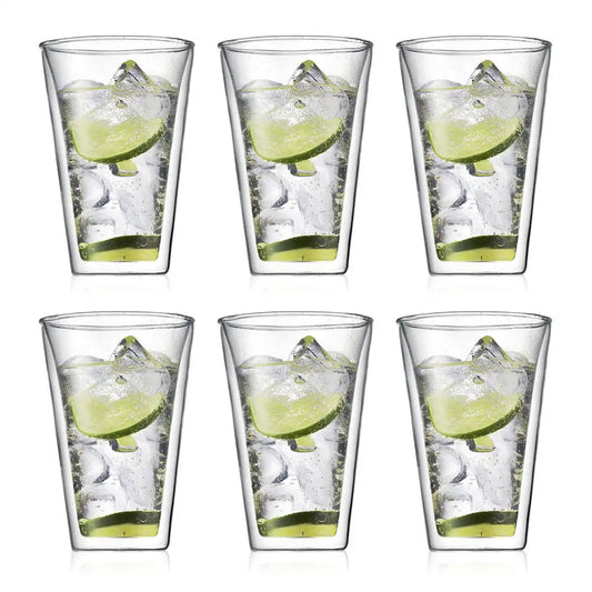 6 pcs glass, double wall, large, 0.4 l, 13.5 oz