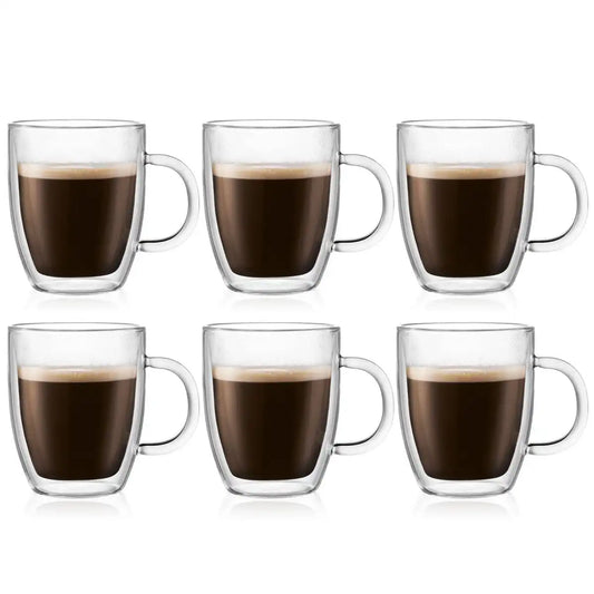 6 pcs mug, double wall, 0.3 l, 10 oz