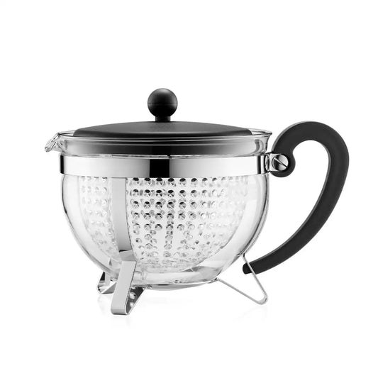 Tea pot, 1.3 l, 44 oz with coloured plastic lid, handle and knob