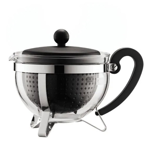 Tea pot, 1.0 l, 34 oz with coloured plastic lid, handle, knob and filter