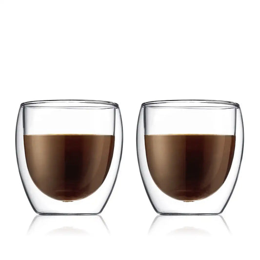 2 pcs glass, double wall, small, 0.25 l, 8 oz, USA