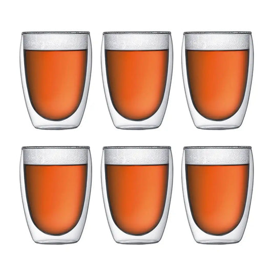 6 pcs glass, double wall, medium, 0.35 l, 12 oz