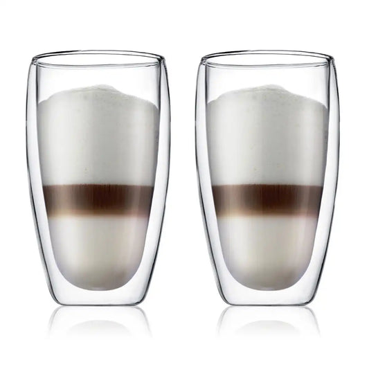 2 pcs glass, double wall, large, 0.45 l, 15 oz, USA