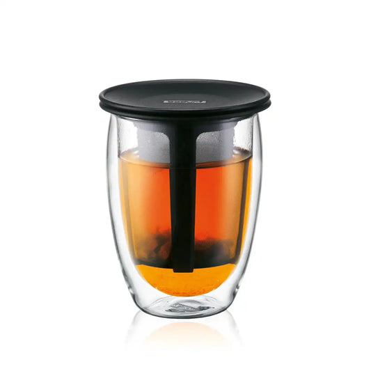 Double wall glass, 0.35 l, 12 oz and tea strainer