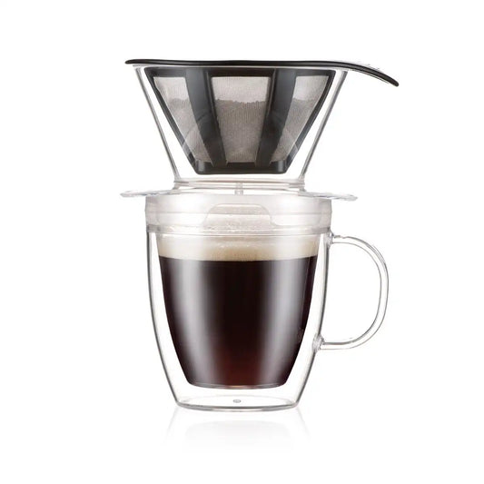 Coffee dripper and double wall mug, 0.35 l, 12 oz