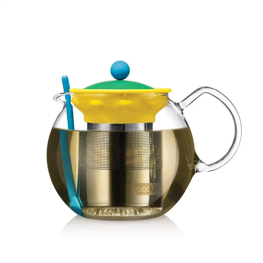 Tea press with s/s filter, 1.0 l, 34 oz and spoon, 14 cm, 5.5 inch